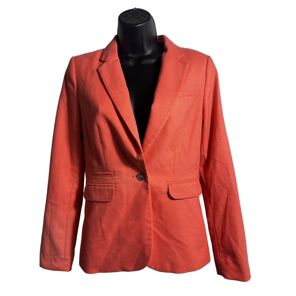 H&M Blazer Jacket‎ Womens 4 Coral Pink One Button Lined Work Office Career